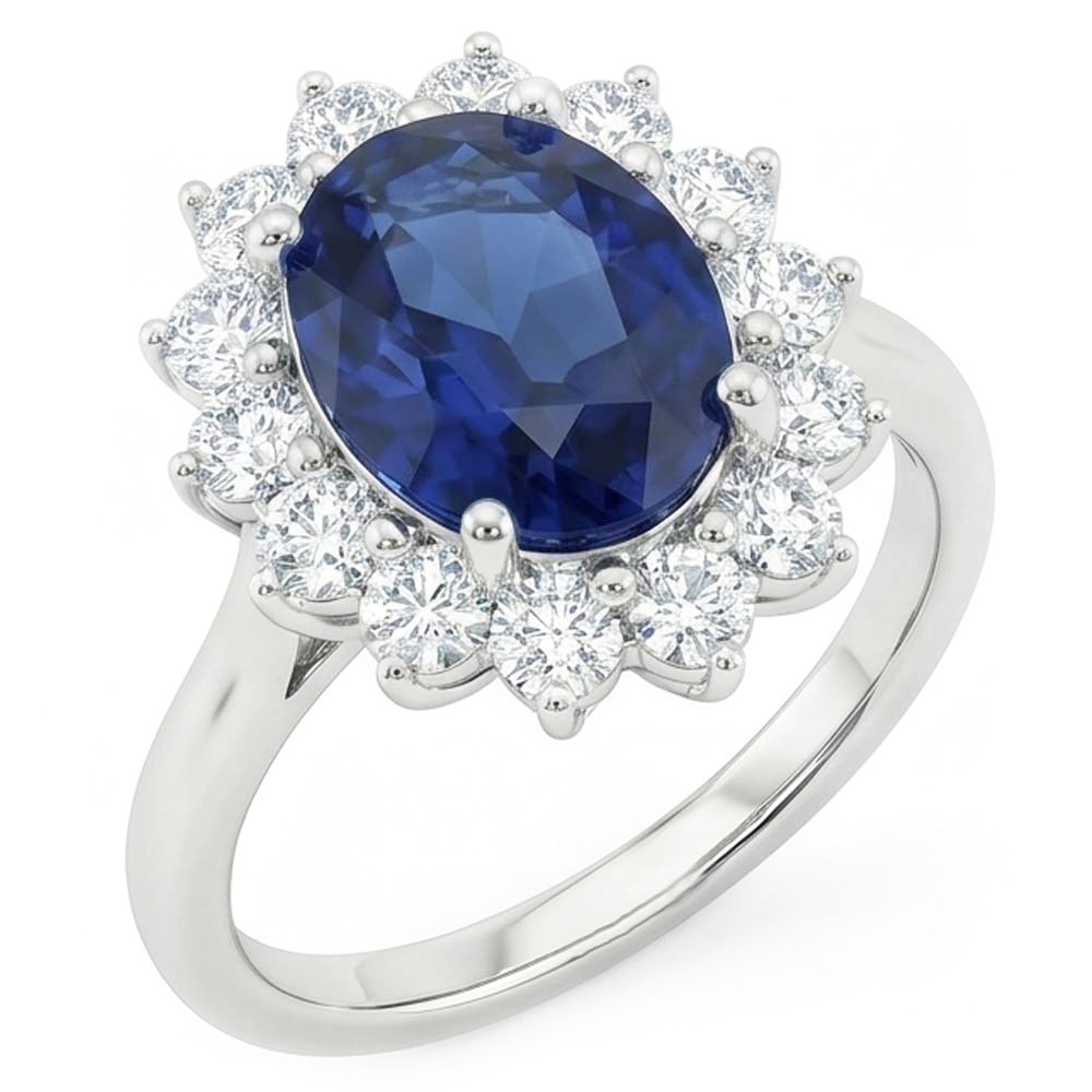 Beautiful Oval Sapphire Halo Engagement Ring