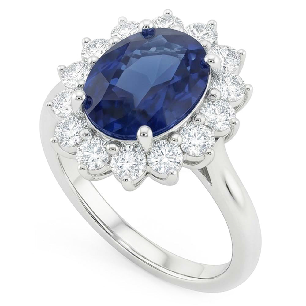Beautiful Oval Sapphire Halo Engagement Ring