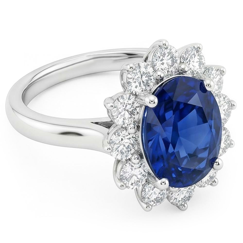 Beautiful Oval Sapphire Halo Engagement Ring