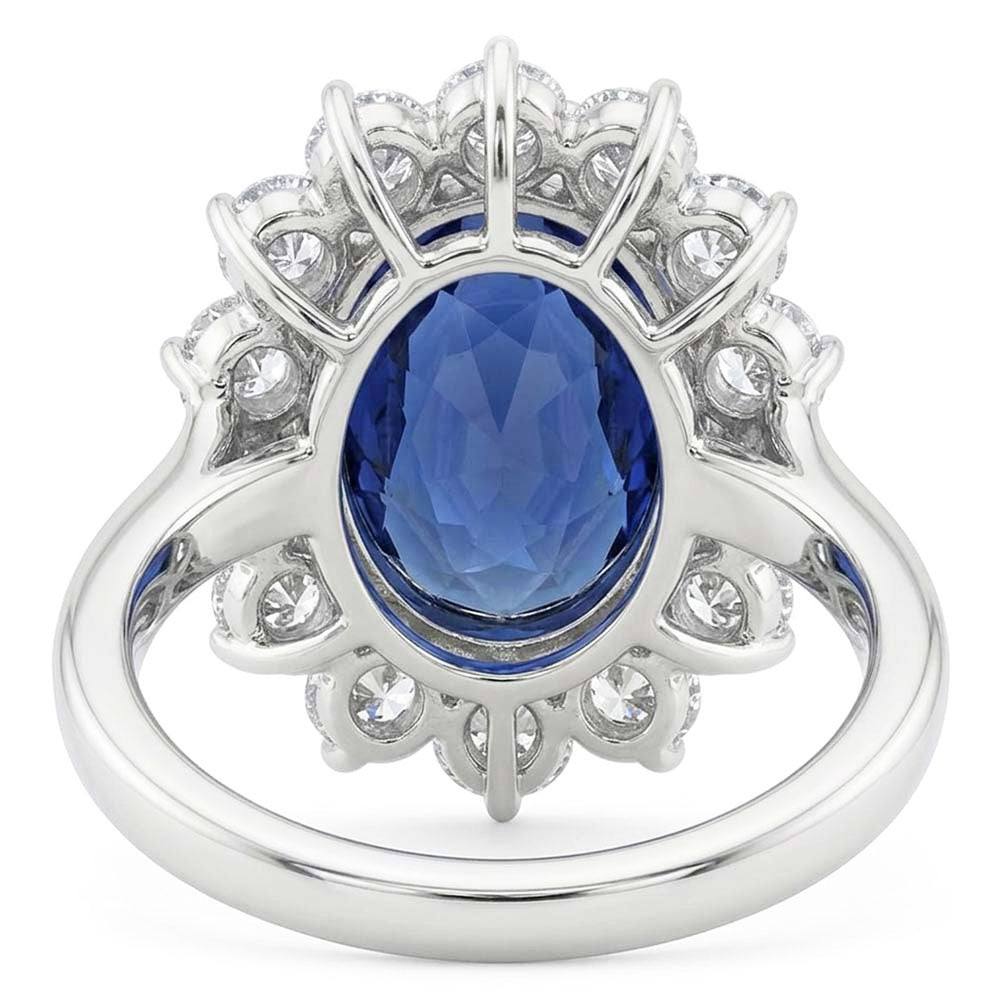 Beautiful Oval Sapphire Halo Engagement Ring