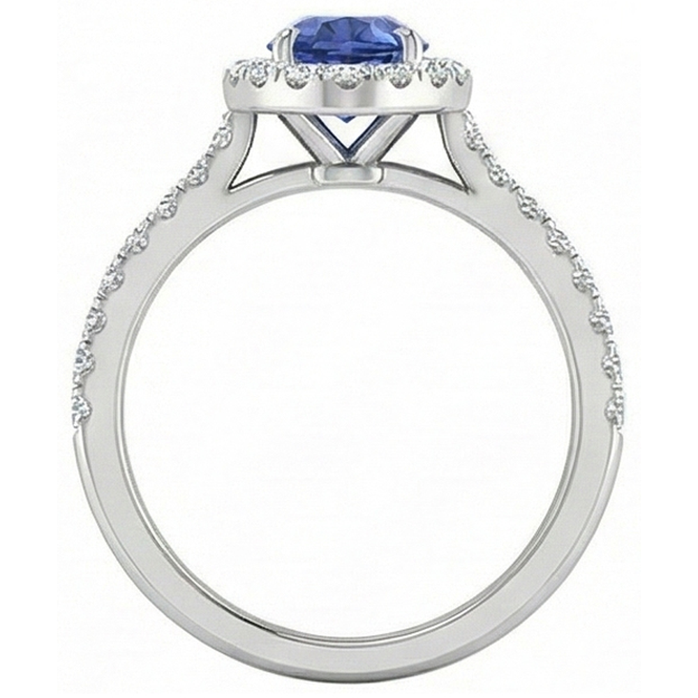 Beautiful Pear Shape Sri Lanka Blue Sapphire Natural Earth Mined Diamond Ring Gold 2 Ct