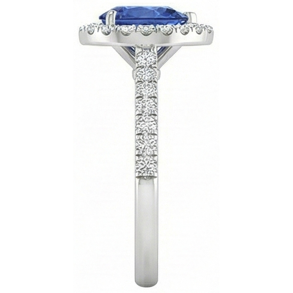 Beautiful Pear Shape Sri Lanka Blue Sapphire Natural Earth Mined Diamond Ring Gold 2 Ct