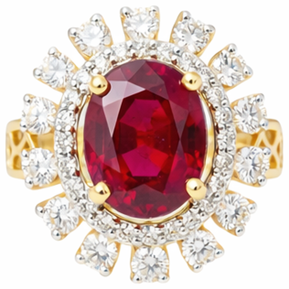 natural round ruby 7ct ring front view