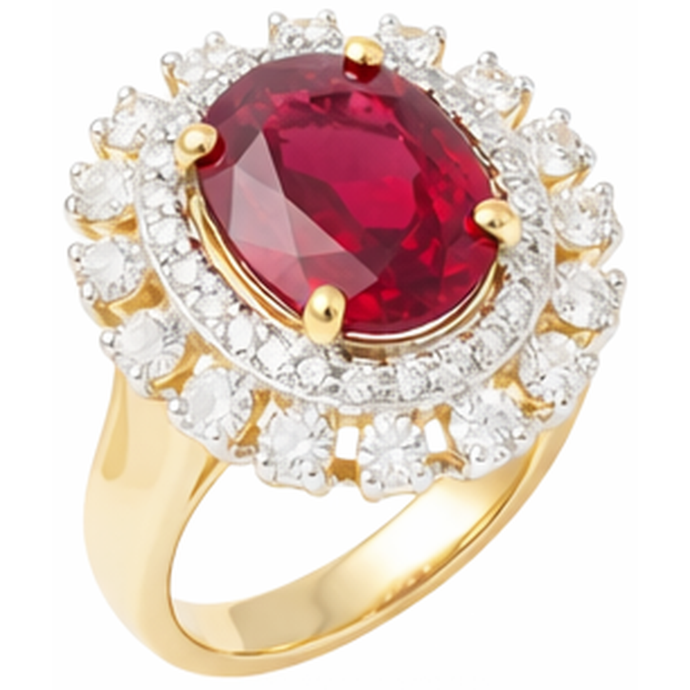 natural round ruby 7ct ring side angle