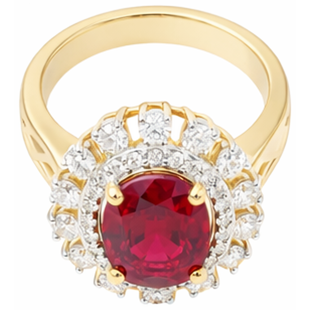 natural round ruby 7ct ring top view