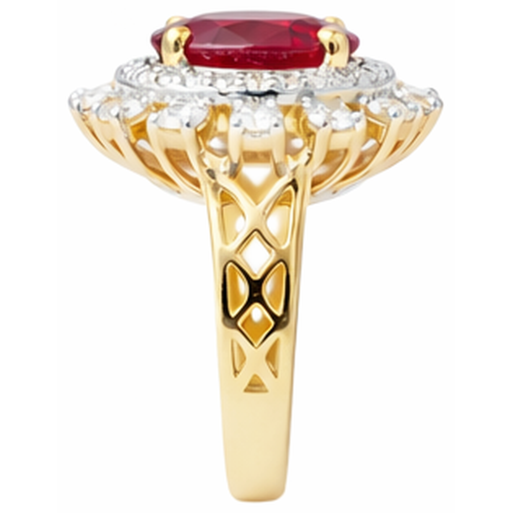 natural round ruby 7ct ring profile view