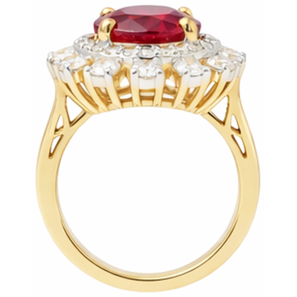 natural round ruby 7ct ring with diamond accents