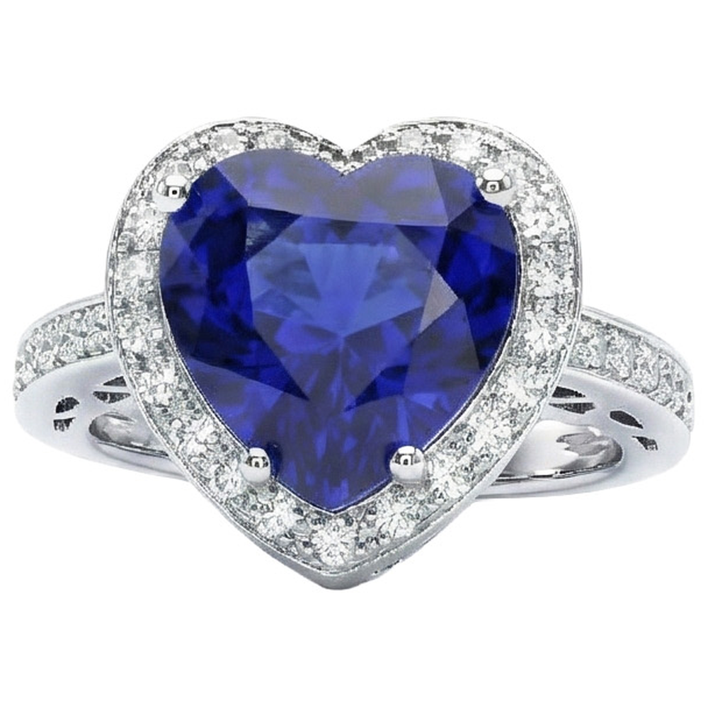 Beautiful Sapphire Natural Earth Mined Diamond ( Not Lab Grown )  Ring Gold Wedding Jewelry 2.50 Carats