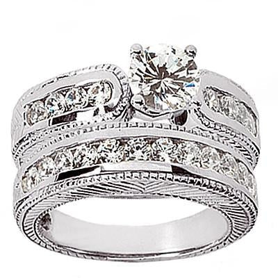 Beautiful 2 Carat Real Diamonds Engagement Ring Set White Gold - Engagement Ring Set-harrychadent.ca