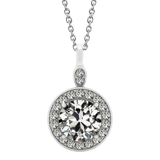 Fine Diamond Old Mine Cut Halo in 14K White Gold – main view