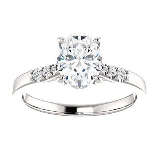 Beautiful Oval Cut With Accents Natural Diamond Ring 1.20 Carats White Gold