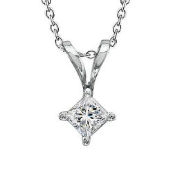 Beautiful Princess Real Diamond Necklace Pendant 1.50 Carat White Gold 14K