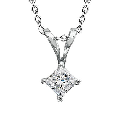 Beautiful Princess Real Diamond Necklace Pendant 1.50 Carat White Gold 14K - Pendant-harrychadent.ca