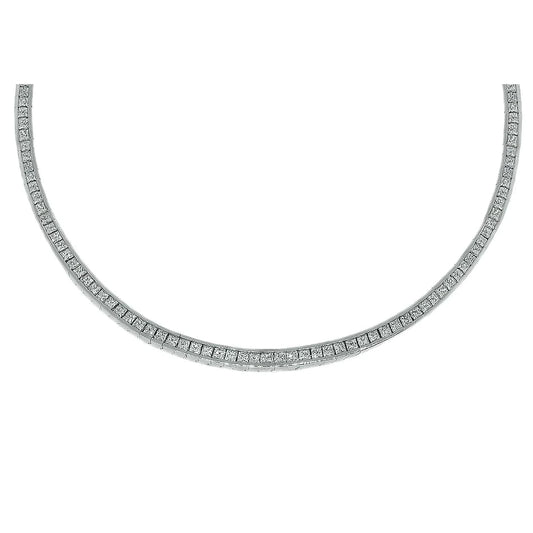 Beautiful Real Diamond Princess Riviera Necklace 17 Carats White Gold 14K