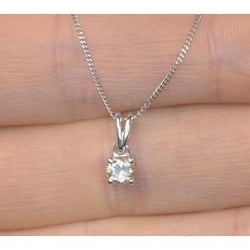 Beautiful Real Round Diamond Necklace Pendant 1 Carat White Gold Jewelry