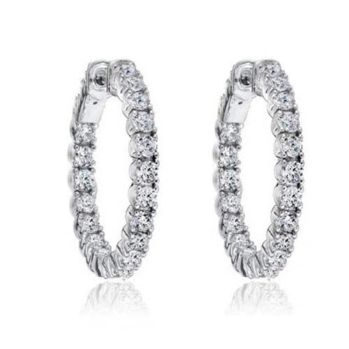 Beautiful Round Cut Real Diamond Hoop Earring Women Gold Jewelry - Hoop Earrings-harrychadent.ca