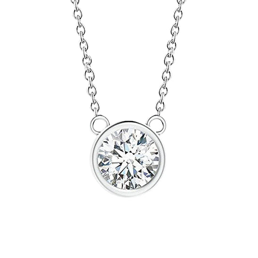 Beautiful Round Cut Solitaire Natural Diamond Pendant 1.0 Carat White Gold 14K