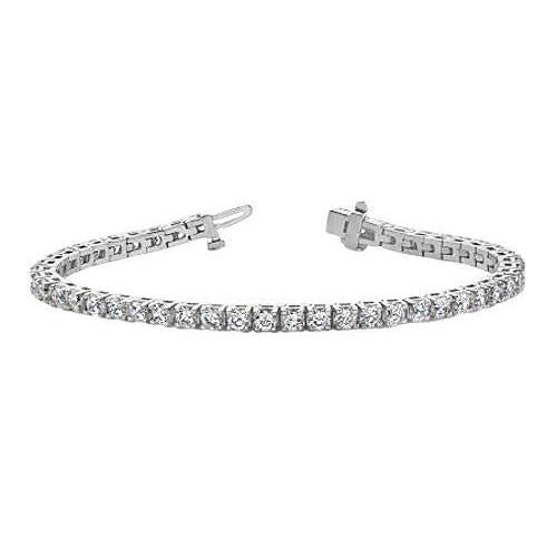 Beautiful Round Prong Set Real White Diamond Tennis Bracelet Solid Gold