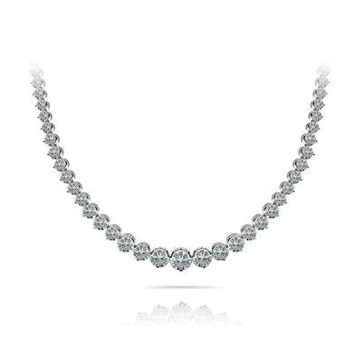 Beautiful White Round Genuine Diamond Tennis Necklace 12 Carats Women Jewelry