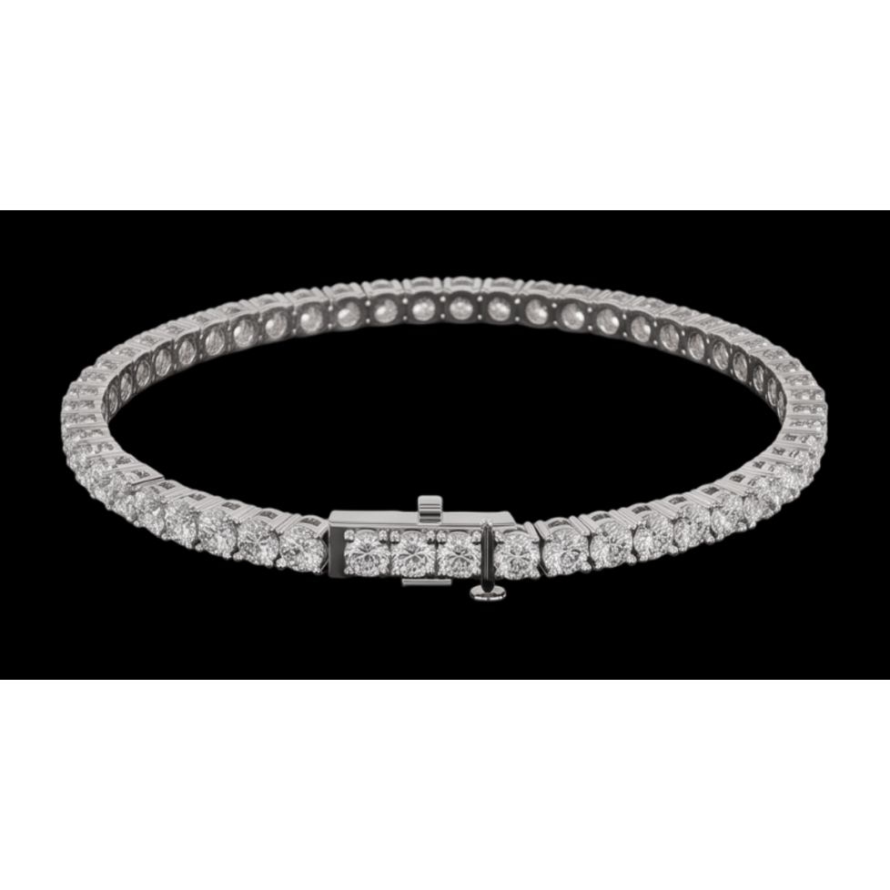 Beautiful Lab Grown Tennis Bracelet 5 Carat White Gold 14K