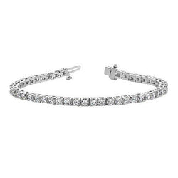 Beautiful Round Prong Set White Lab Grown Diamonds Tennis Bracelet Solid Gold
