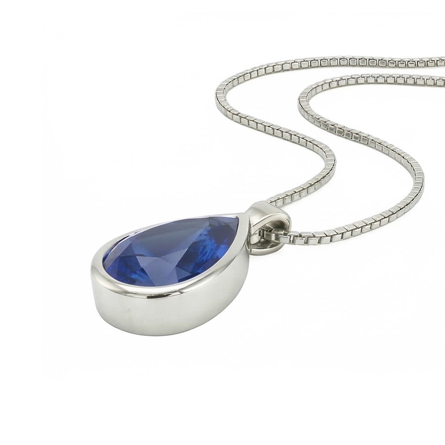 Bezel Cornflower Blue Sapphire Pendant For Men