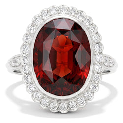 Bezel Set Garnet With Natural Earth Mined Diamond ( Not Lab Grown ) s 18.75 Cts Wedding Ring White...