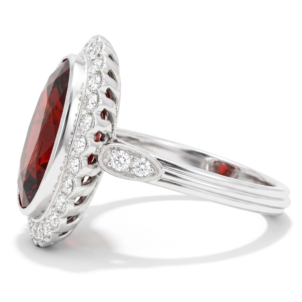 Bezel Set Garnet With Natural Earth Mined Diamond ( Not Lab Grown ) s 18.75 Cts Wedding Ring White...