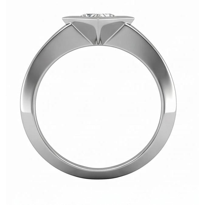 Bezel Set Genuine Princess Cut 1.50 Ct Solitaire Natural Earth Mined Diamond ( Not Lab Grown ) Wedding Ring