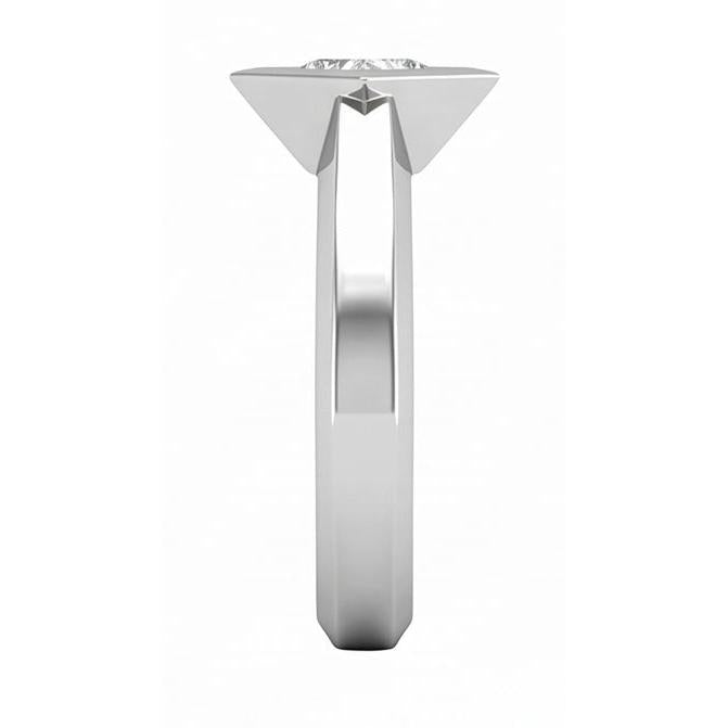 Bezel Set Genuine Princess Cut 1.50 Ct Solitaire Natural Earth Mined Diamond ( Not Lab Grown ) Wedding Ring