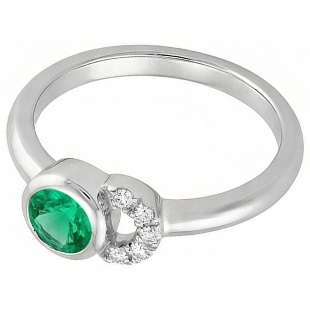 Fine Emerald Precious Stone Ring 1-ct 14K White Gold – angle view