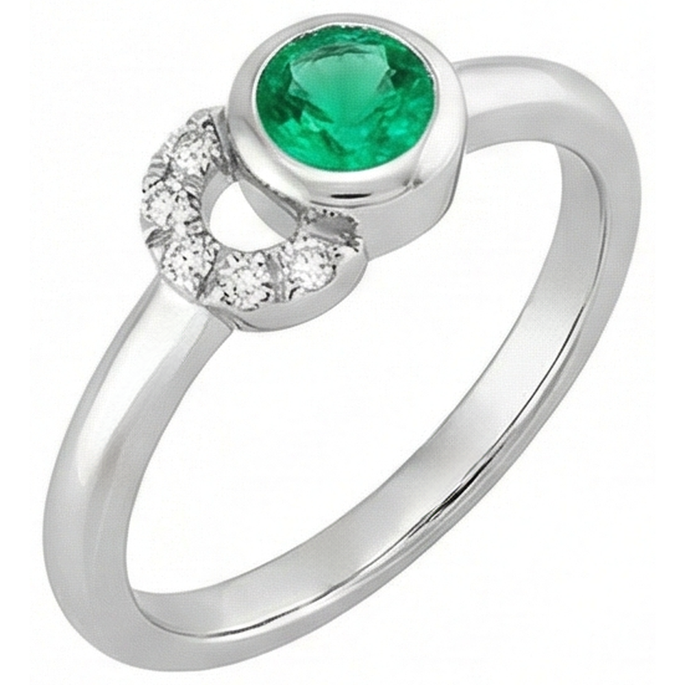 Shimmering Fine Emerald Precious Stone Ring 1 ct – front view