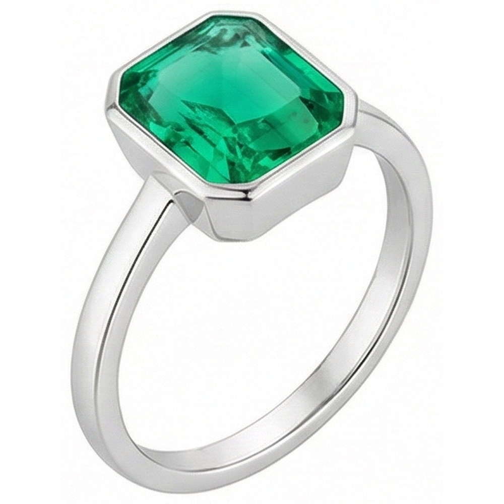 Real Fine Emerald Precious Stone Ring – front view