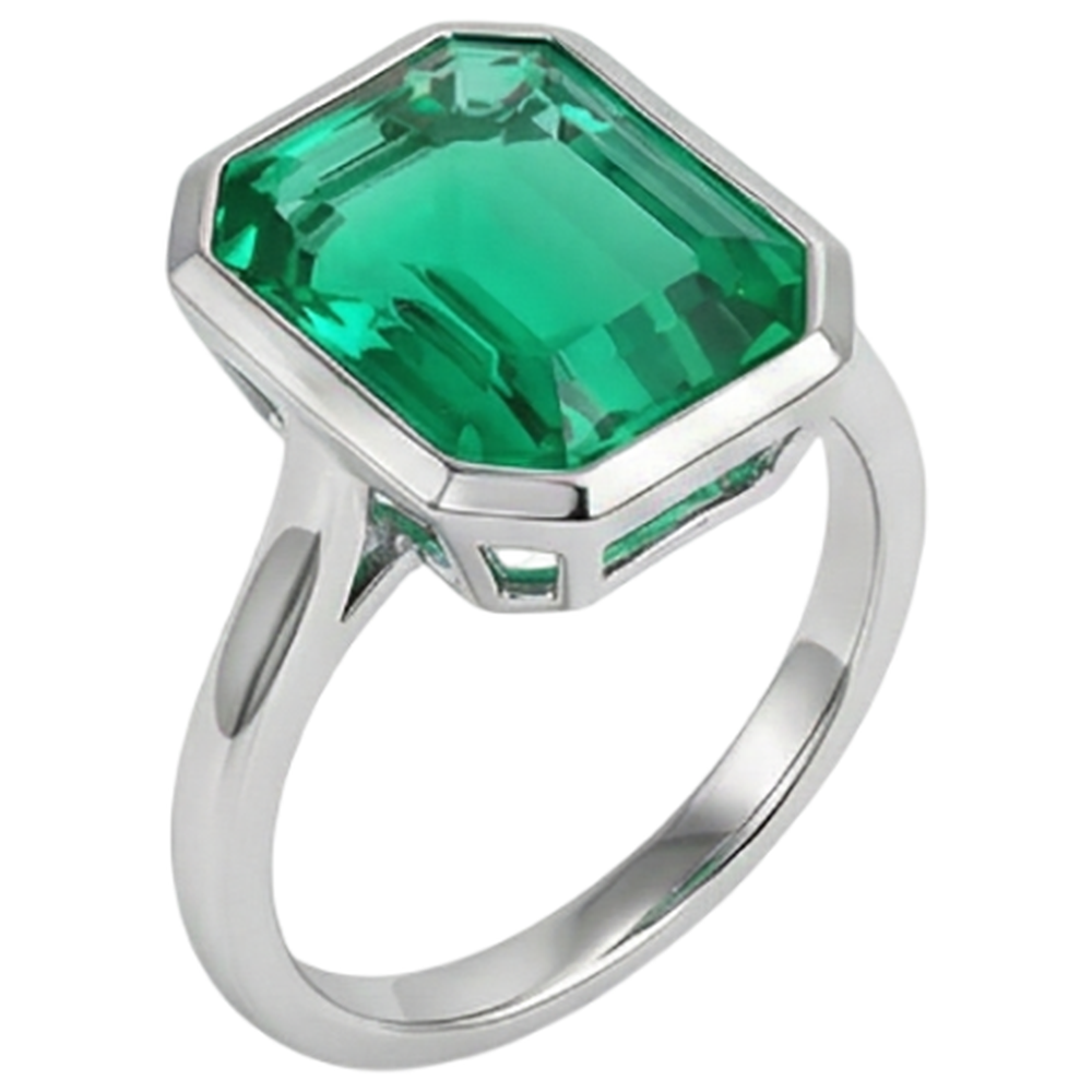 Emerald Emerald Cut Gemstone Ring in 14K White Gold – angle view