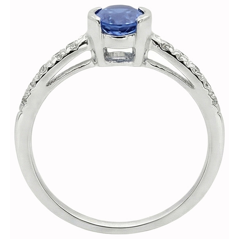 Bezel Set Oval Sri Lanka Blue Sapphire Natural Earth Mined Diamond ( Not Lab Grown )  Ring 1.41 Ct