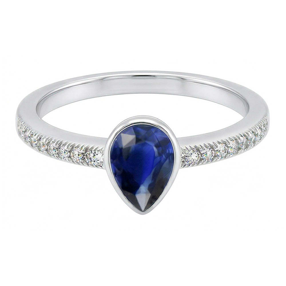 Bezel-Set Royal Blue Sapphire Gemstone Ring 1 ct – 14 Karat