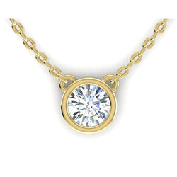 Bezel Real Diamond Pendant 1 Carat Dog Ear With Chain