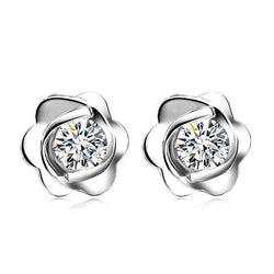 Bezel Set 2.00 Ct. Real Natural Earth Mined Diamonds Flower Style Studs Earrings White Gold 14K