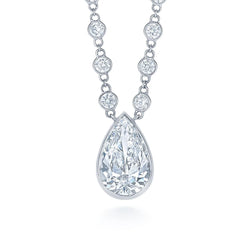 Bezel Set 3.50 Carats Natural Diamond Pendant Necklace White Gold 14K