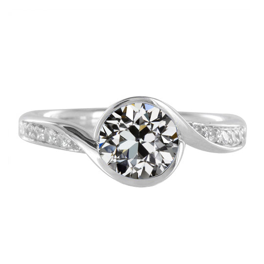 Solitaire with Side Stones 14K White Gold with Diamond – main view