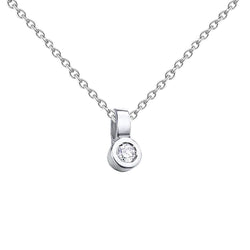 Bezel Set Real Diamond Pendant 0.75 Ct Round Cut Sparkling White Gold