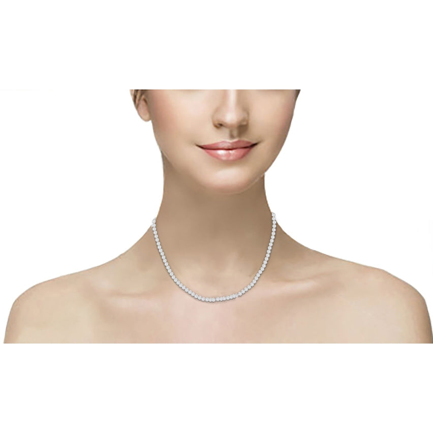 Bezel Set Real Diamonds Tennis Necklace