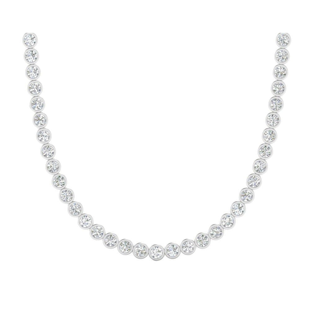 Bezel Set Real Diamonds Tennis Necklace