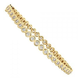 Bezel Set Round Cut 6.75 Carats Real Natural Earth Mined Diamonds Tennis Bracelet YG