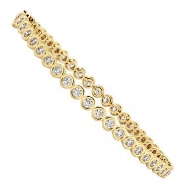 Bezel Set Round Cut 6.75 Carats Real Diamonds Tennis Bracelet YG