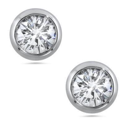 Bezel Set Sparkling Round Cut 2.20 Ct Genuine Diamonds Lady Studs Earring