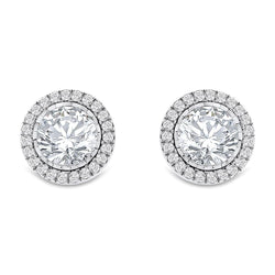 Bezel Set Women Stud Earrings 3.70 Carats Natural Diamonds Gold White 14K