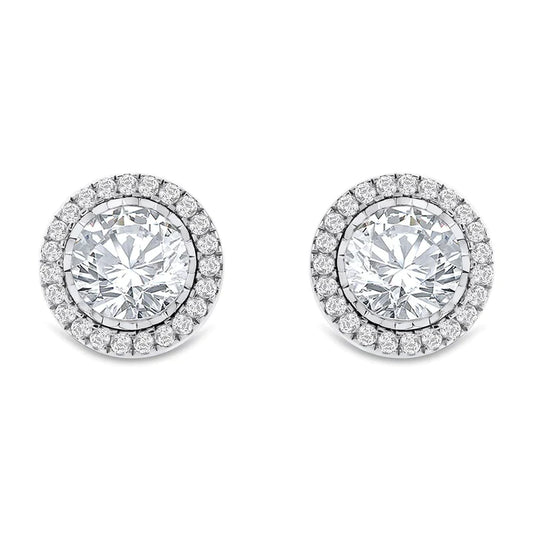 Bezel Set Women Stud Earrings 3.70 Carats Natural Diamonds Gold White 14K