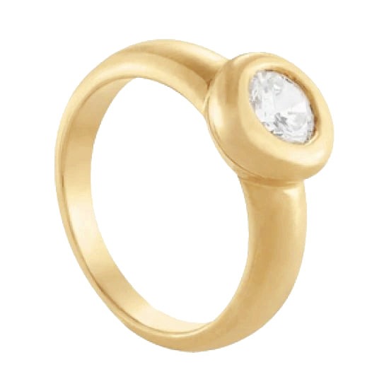 Bezel Setting Round Real Diamond 1.01 Carat Solitaire Ring Yellow Gold 14K - Solitaire Ring-harrychadent.ca