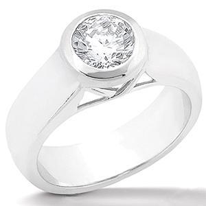 Bezel Setting Round Real Diamond Ring